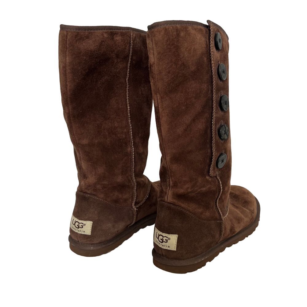 UGG Women's 8 Brown‎ Suede Pull On Boots Button Accents